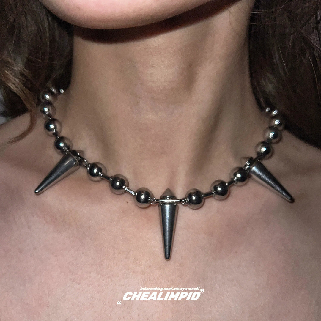 Titanium Steel Rivet Bead Necklace-The Korean Fashion