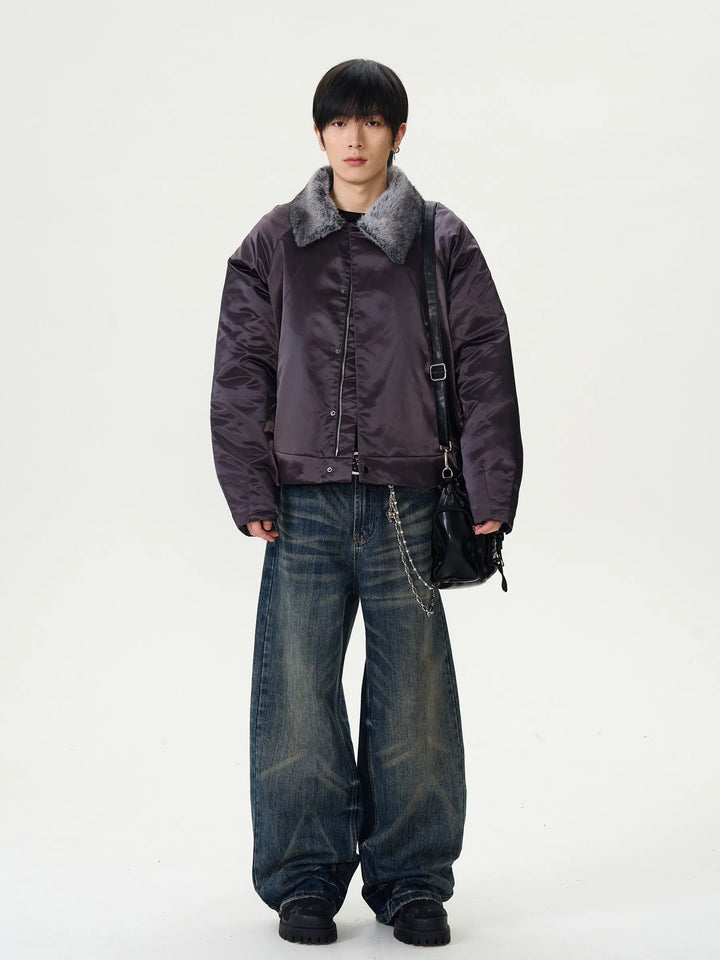 Men's Insulated Fur Collar Pilot Jacket-The Korean Fashion