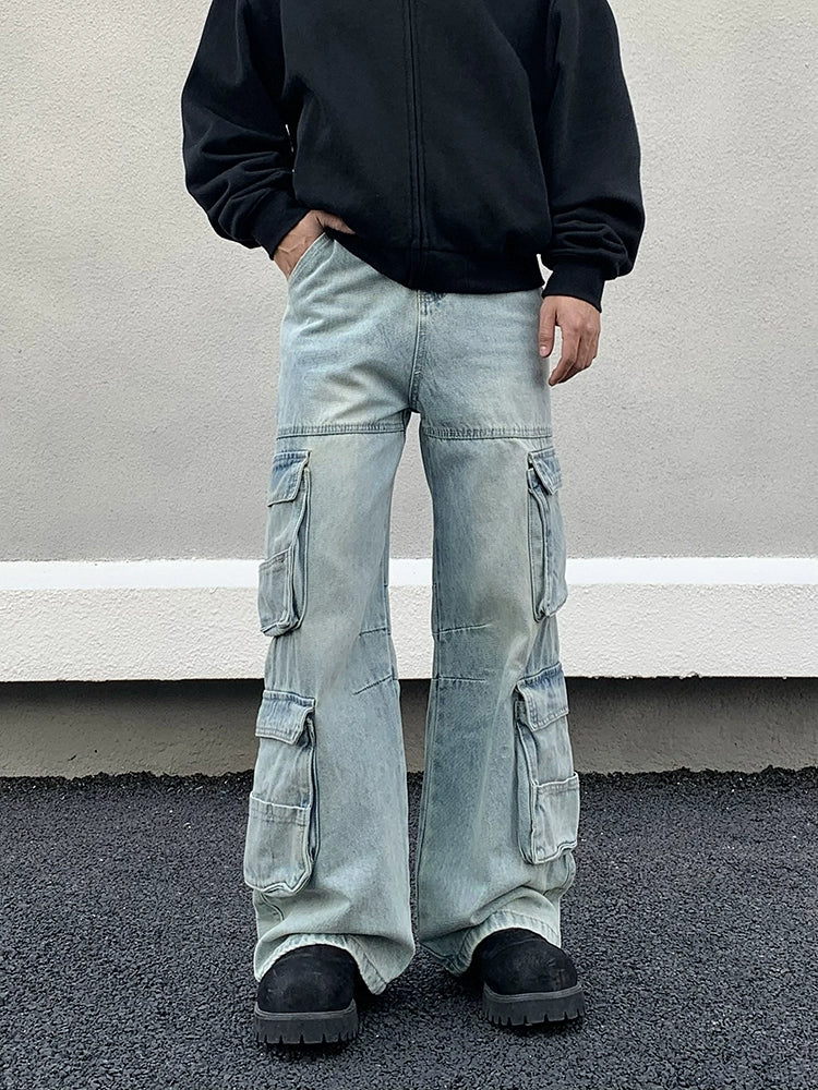 Straight-leg Multi-Pocket Cargo Jeans