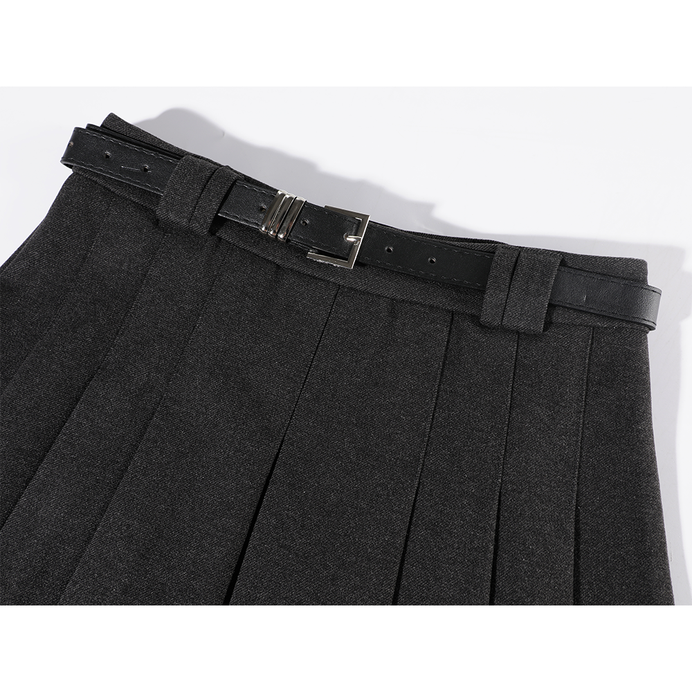 Pleated Skirt with Belt