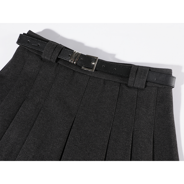 Pleated Skirt with Belt