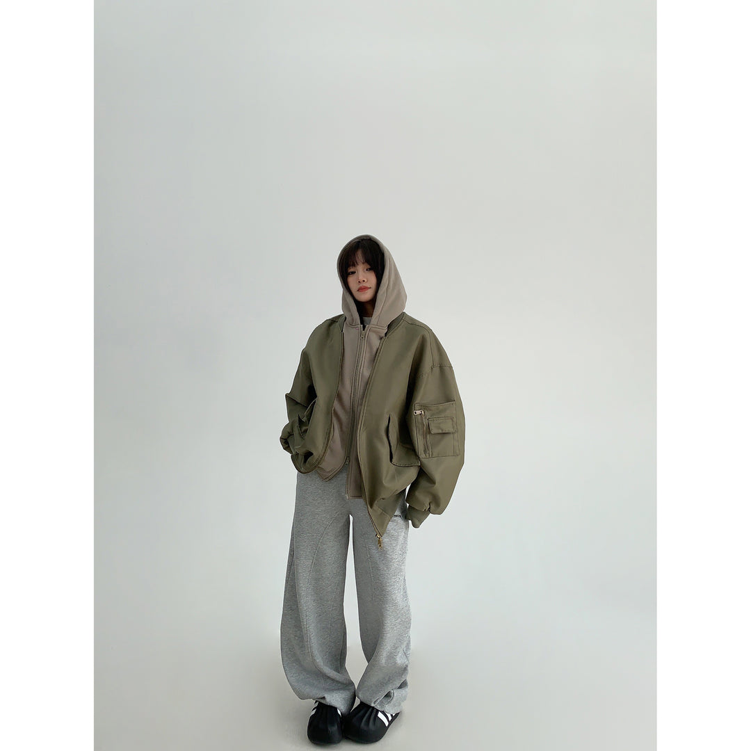 Two-Piece Hooded Bomber Jacket Set