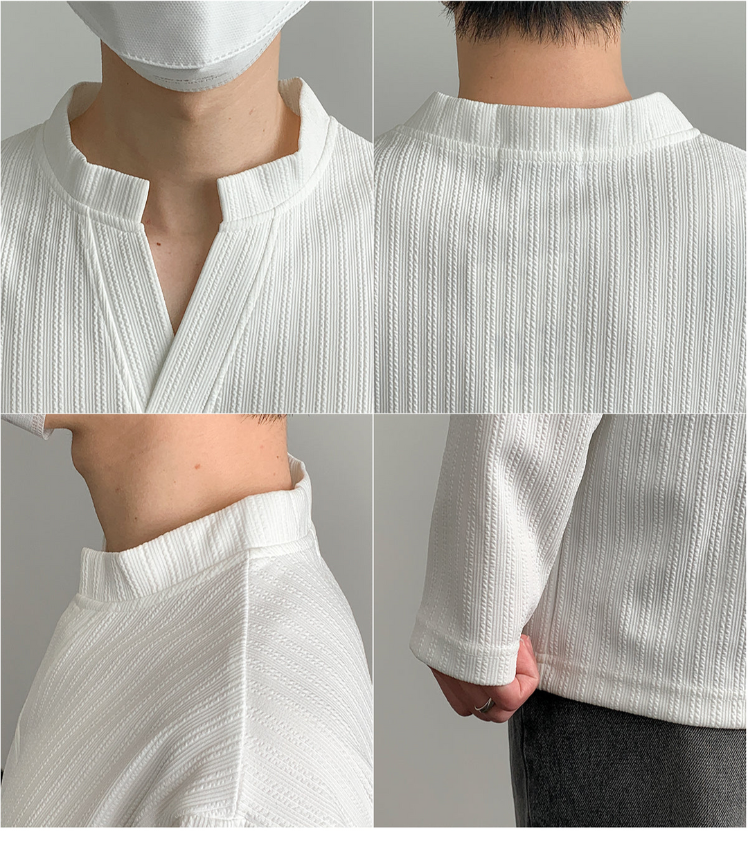 Y-Collar Long-Sleeve Pullover