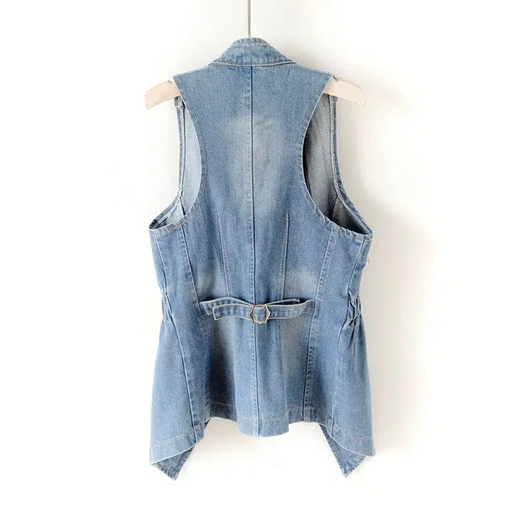 Slim Fit Denim Sleeveless Vest Waistcoat