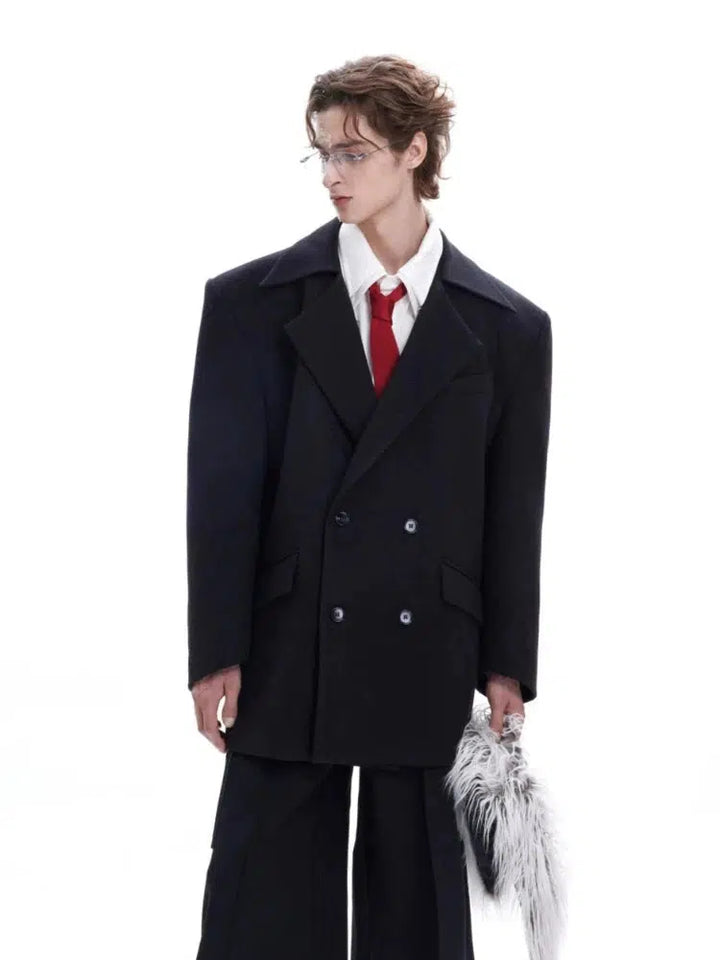 D Twill Fur Collar Suit Jacket-The Korean Fashion