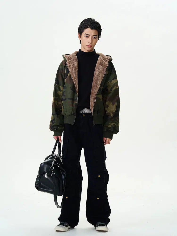 Insulated Camouflage Lambskin Cotton Jacket-The Korean Fashion