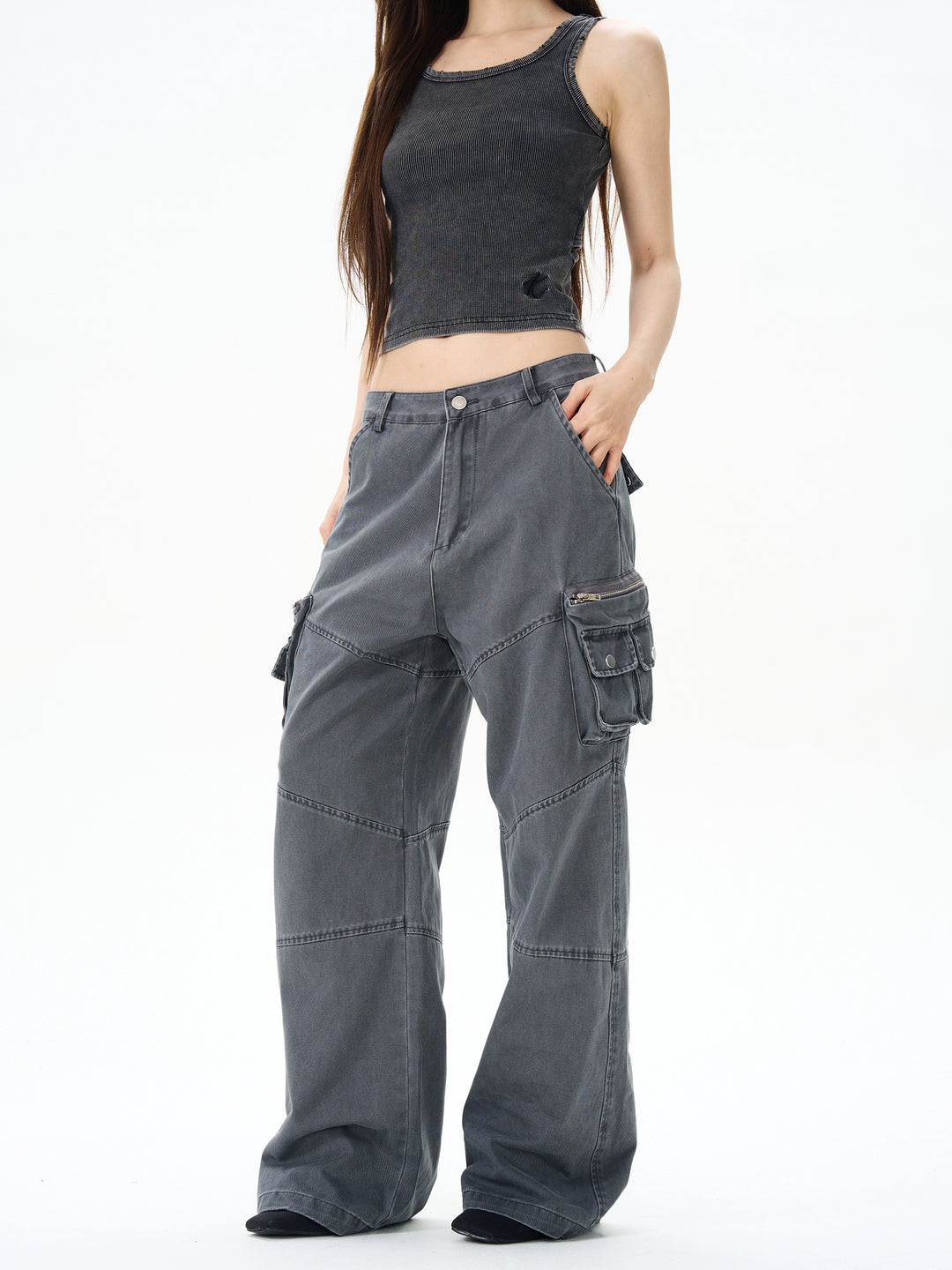 Retro Multi-Pocket Casual Pants