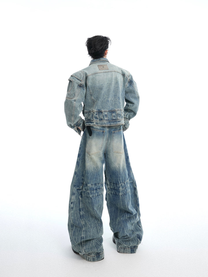 Distressed Bamboo Denim Jacket with Pants