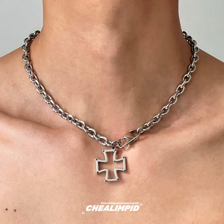 Titanium Steel Cross Pendant Necklace