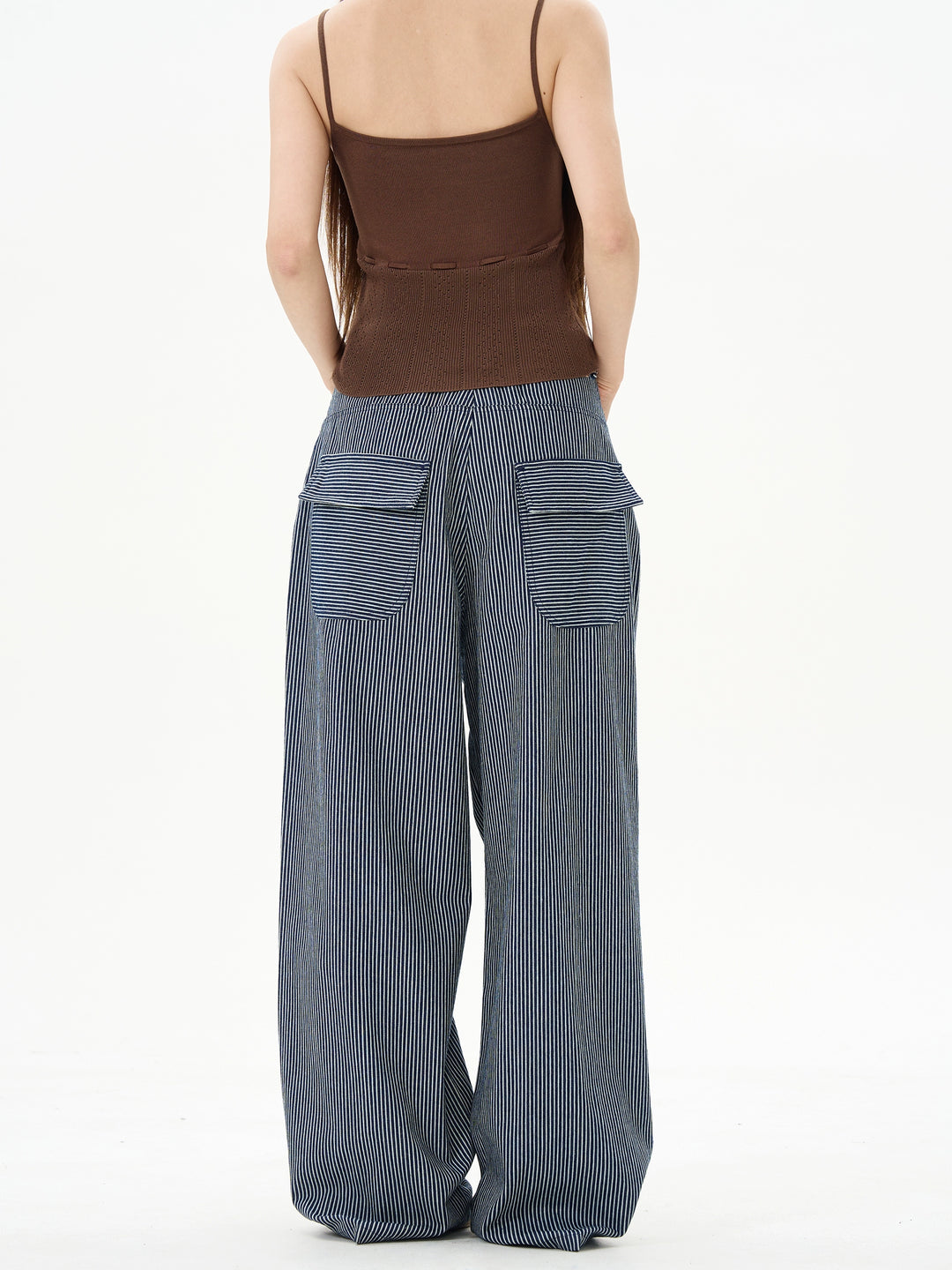 Pantalones casuales sueltos a rayas retro 