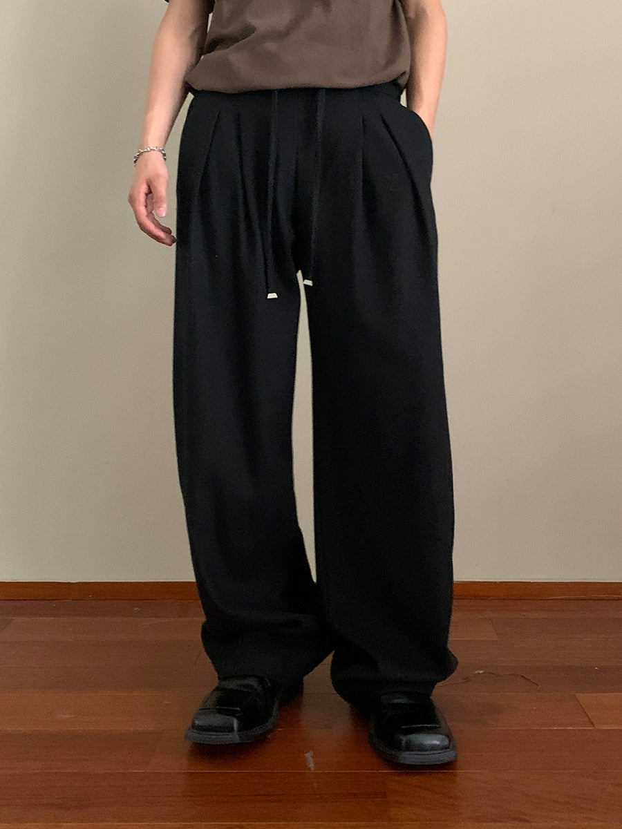 Pantaloni larghi con cordoncino casual 