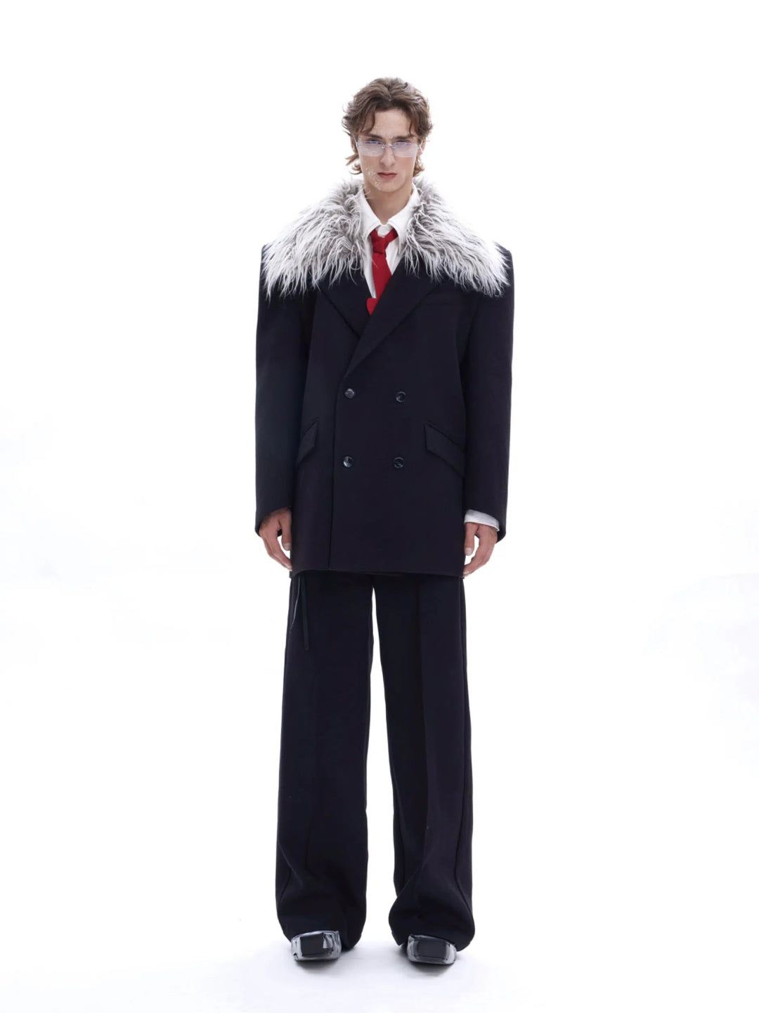 D Twill Fur Collar Suit Jacket-The Korean Fashion