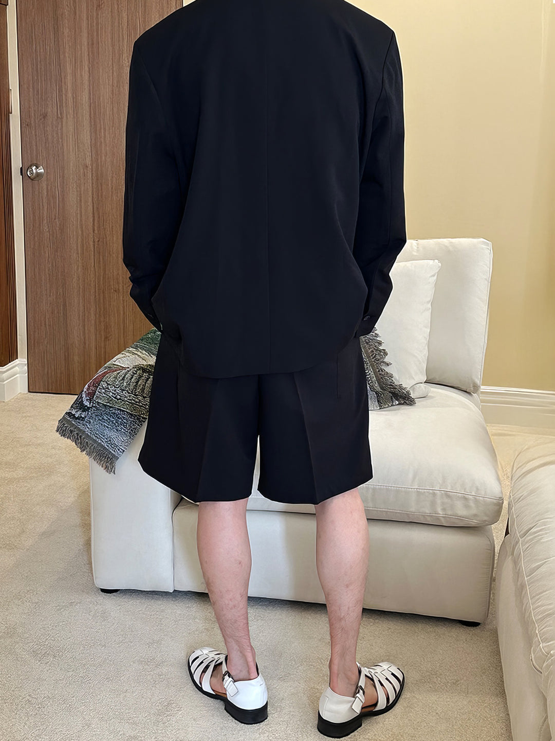 Casual Black Blazer & Shorts Suit