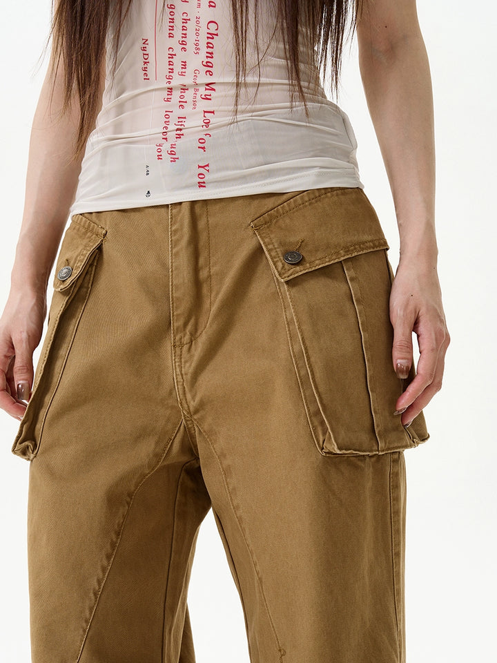 Wide-leg Straight-leg Cargo Pants