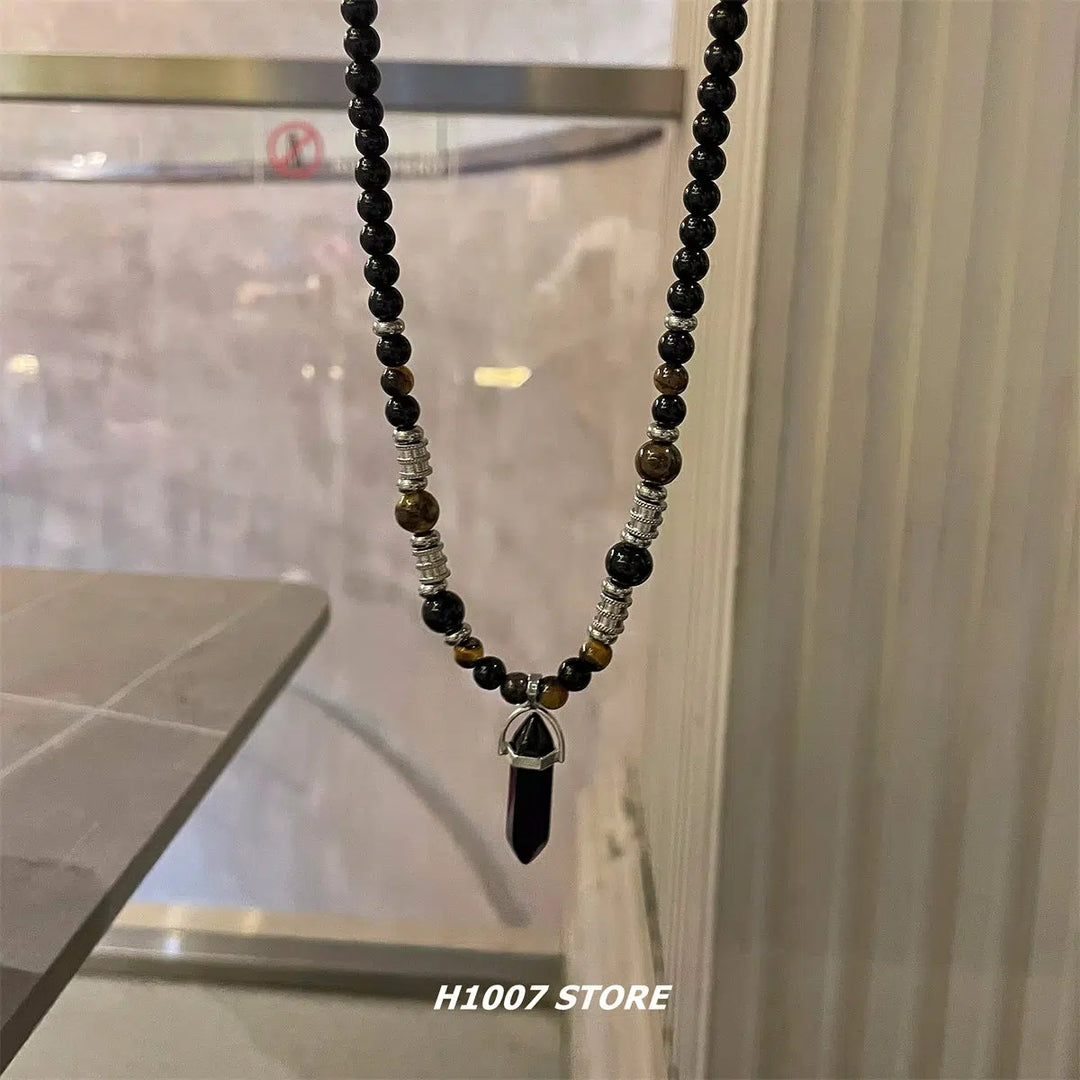 Black Crystal Pendant Necklace