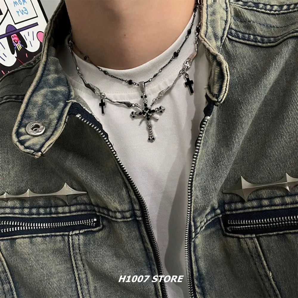 Double Layer Cross Necklace