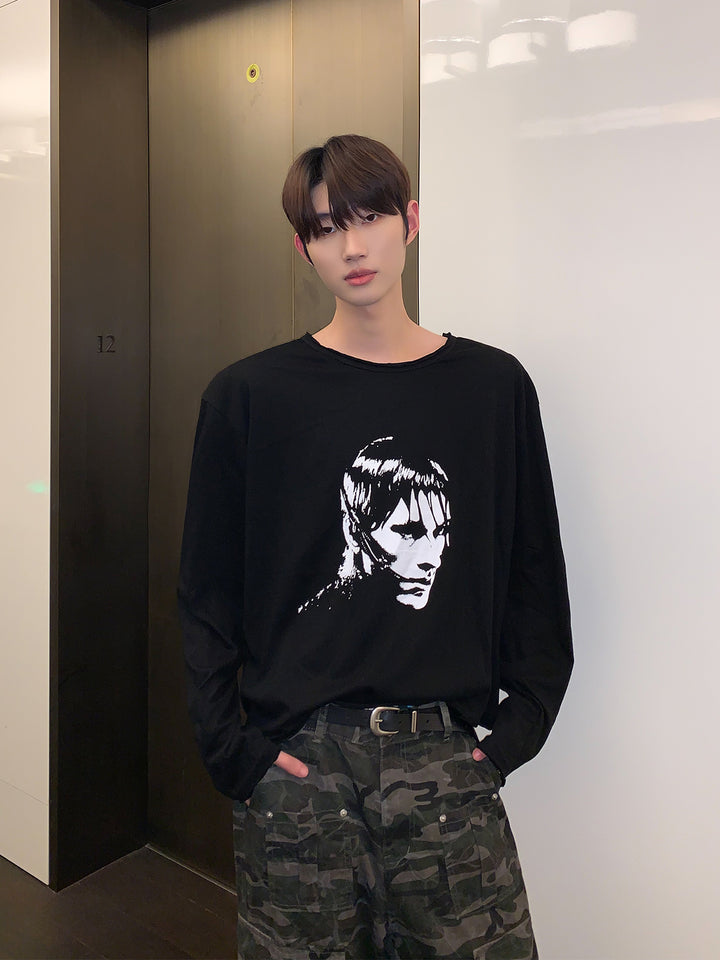 Portrait Print Long-Sleeve Pullover