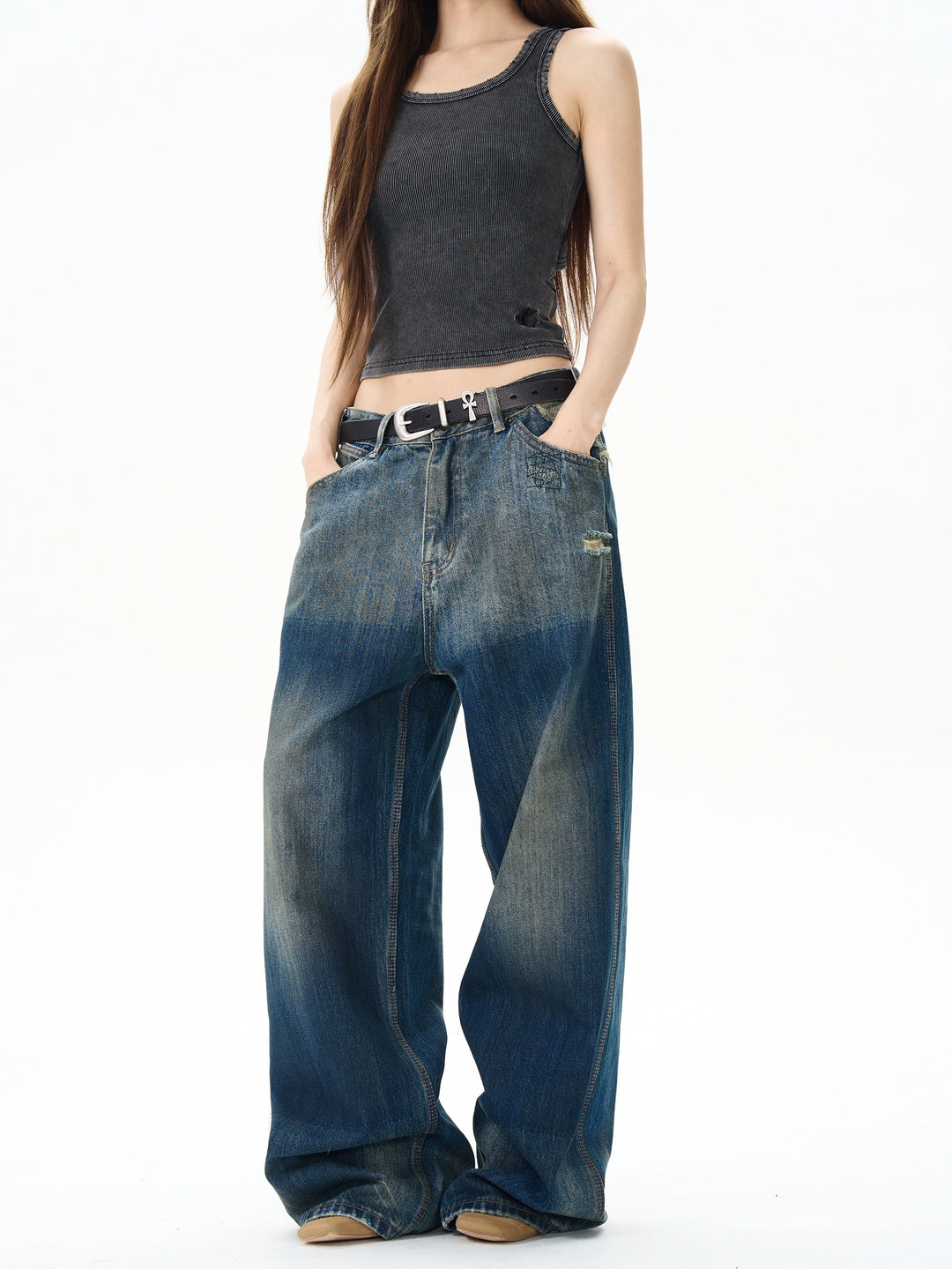 Gradient Blue Straight Leg Jeans