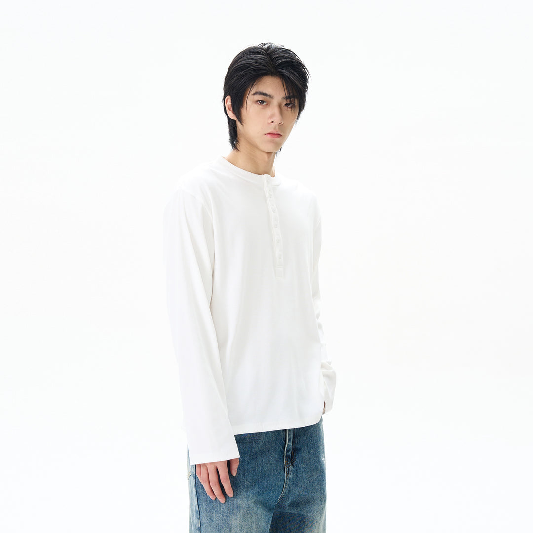 Henry Collar Long-Sleeve Pullover