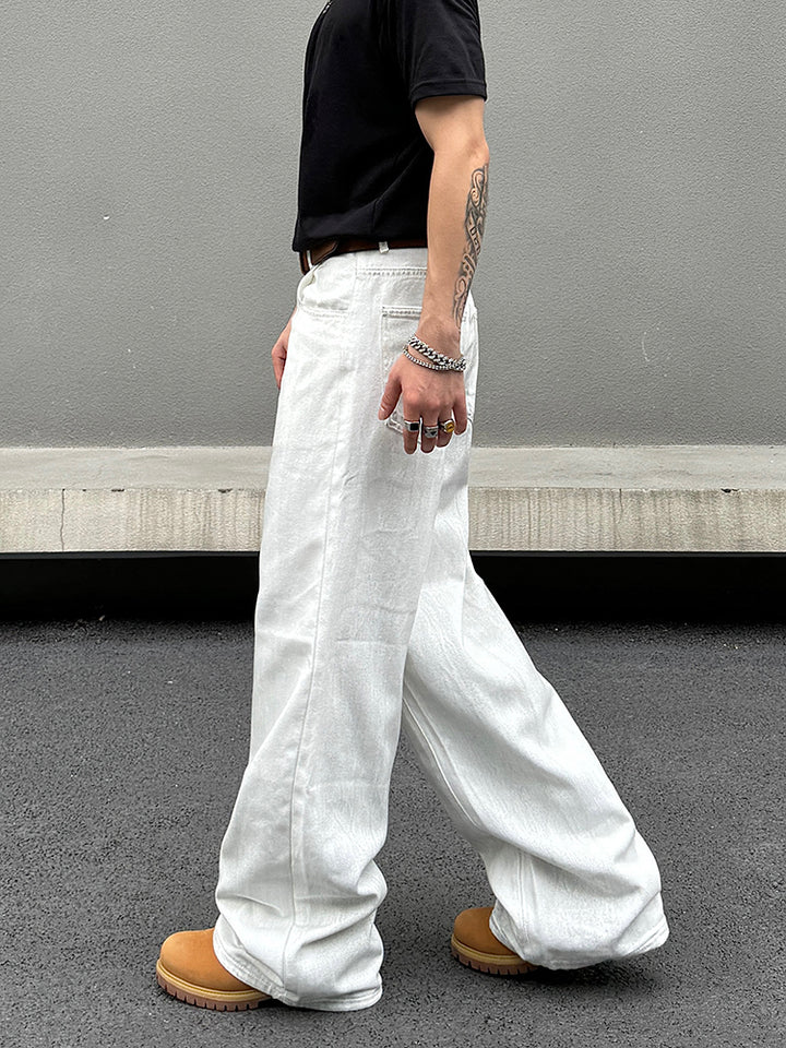 White Wide-Leg Straight Jeans