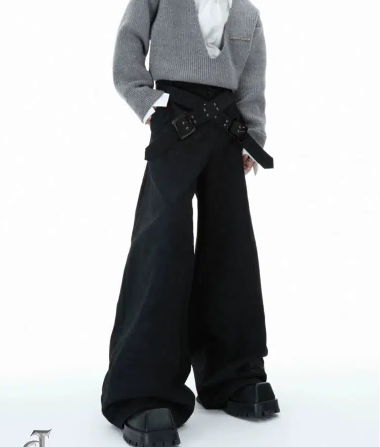 Cross Strap Leather Pants-The Korean Fashion