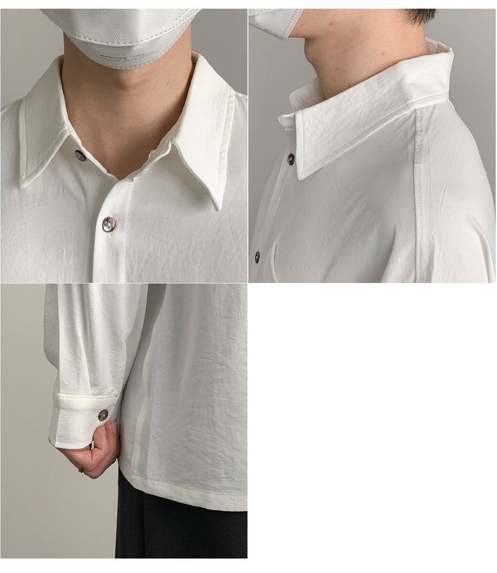 Long-Sleeve Stand-Up Collar Shirt