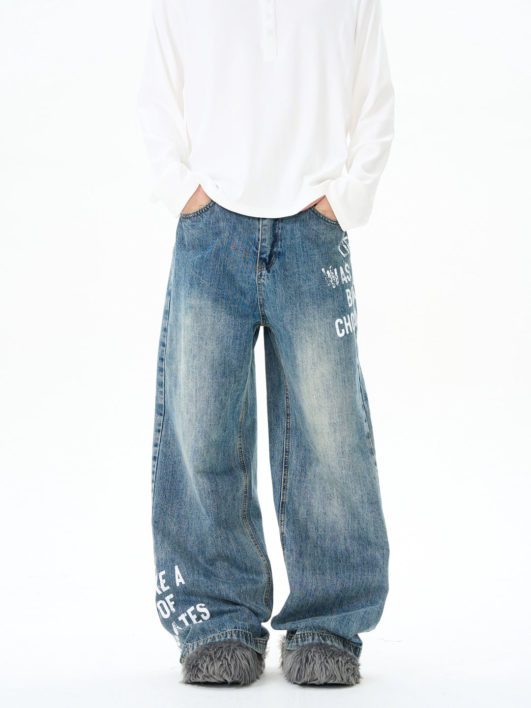 Graffiti Lettering Straight Fit Jeans