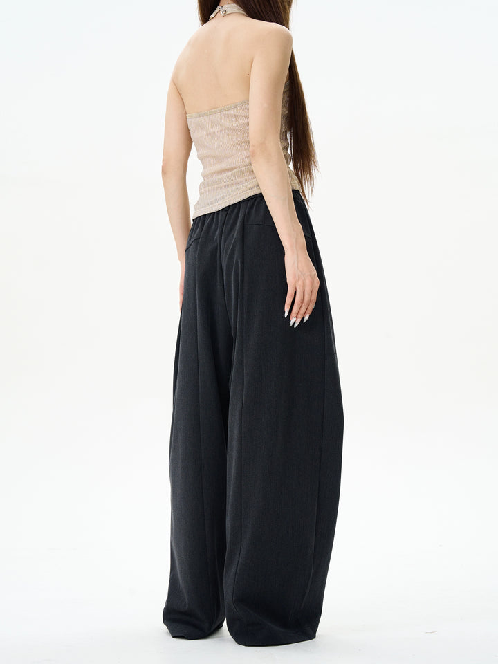 Button-Down Wide-Leg Casual Pants