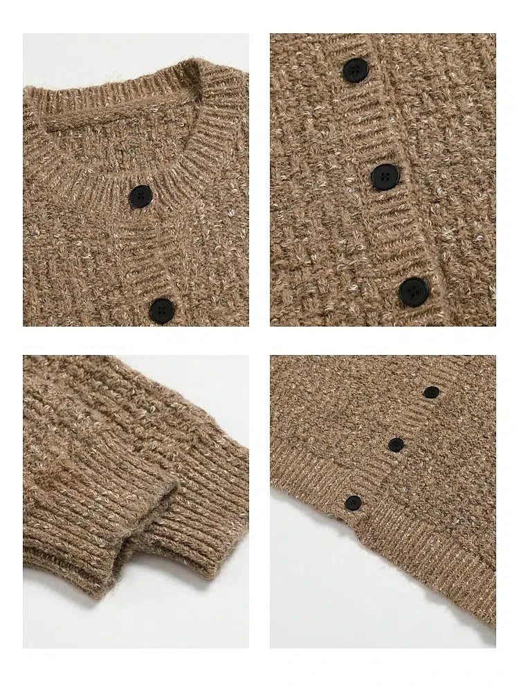 Retro Heavy Knit Cardigan Sweater Jacket-The Korean Fashion