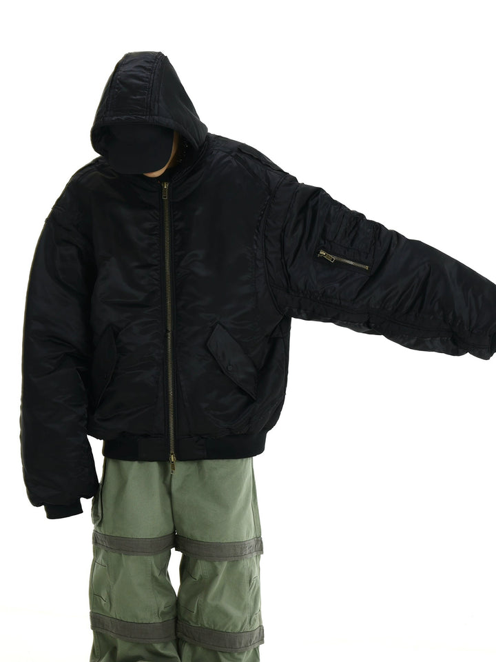 Insulated Cotton Hooded Flight Jacket