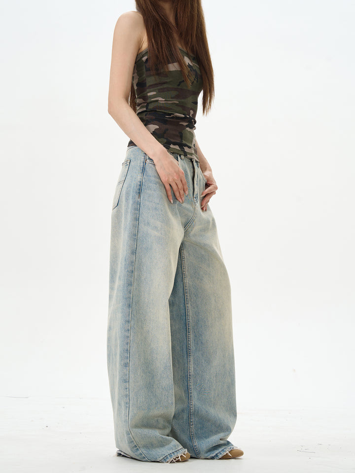 Loose-fit Straight-leg Raw Edge Jeans