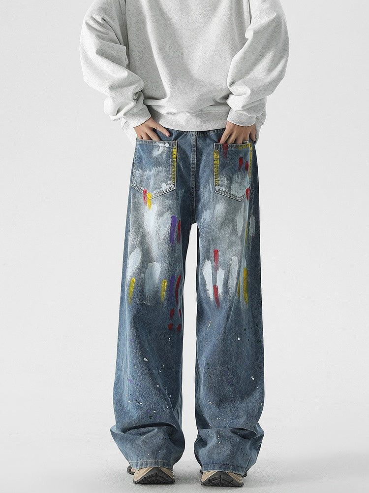 Graffiti Wide Leg Jeans