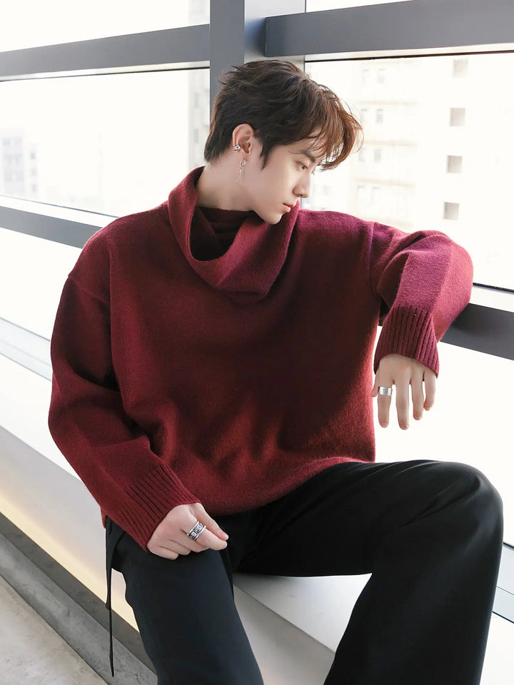 Turtleneck Knit Scarf Sweater-The Korean Fashion