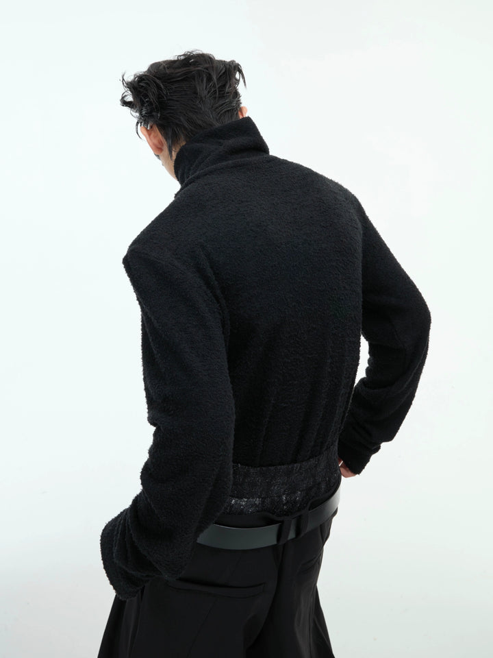 Deconstructed High Collar Slim Fit Knitwear