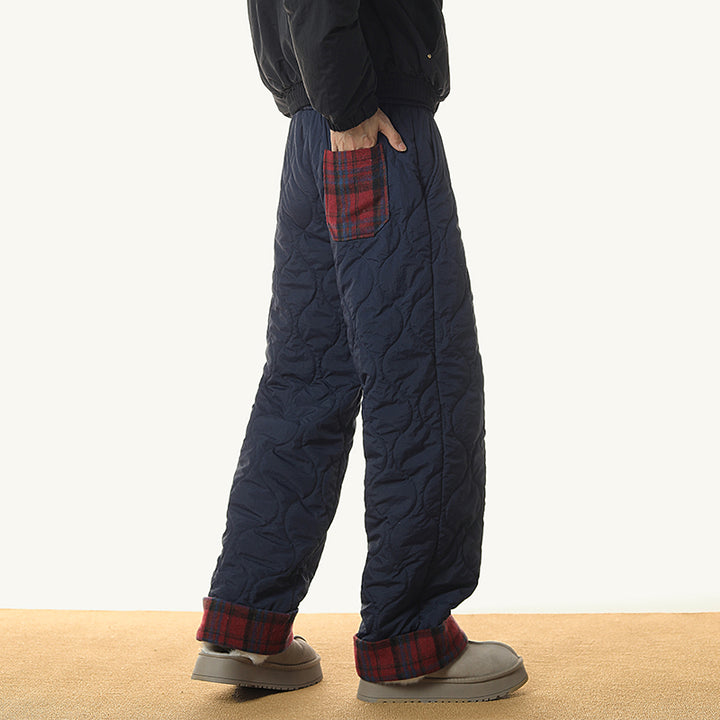 Quilted Casual Plaid Splicing Pants