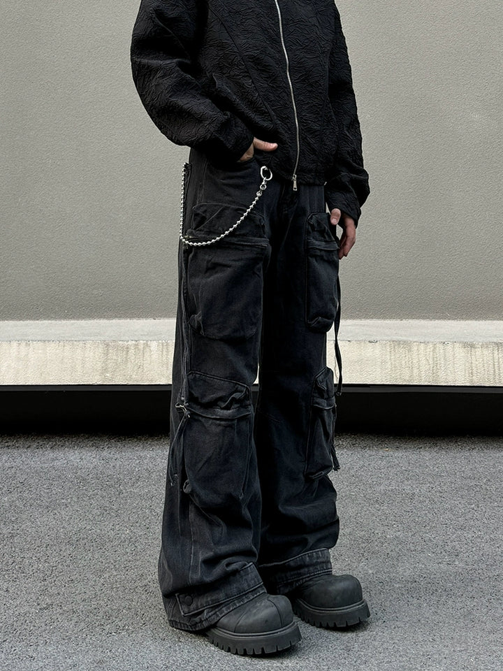 Black Wide Leg Cargo Pants