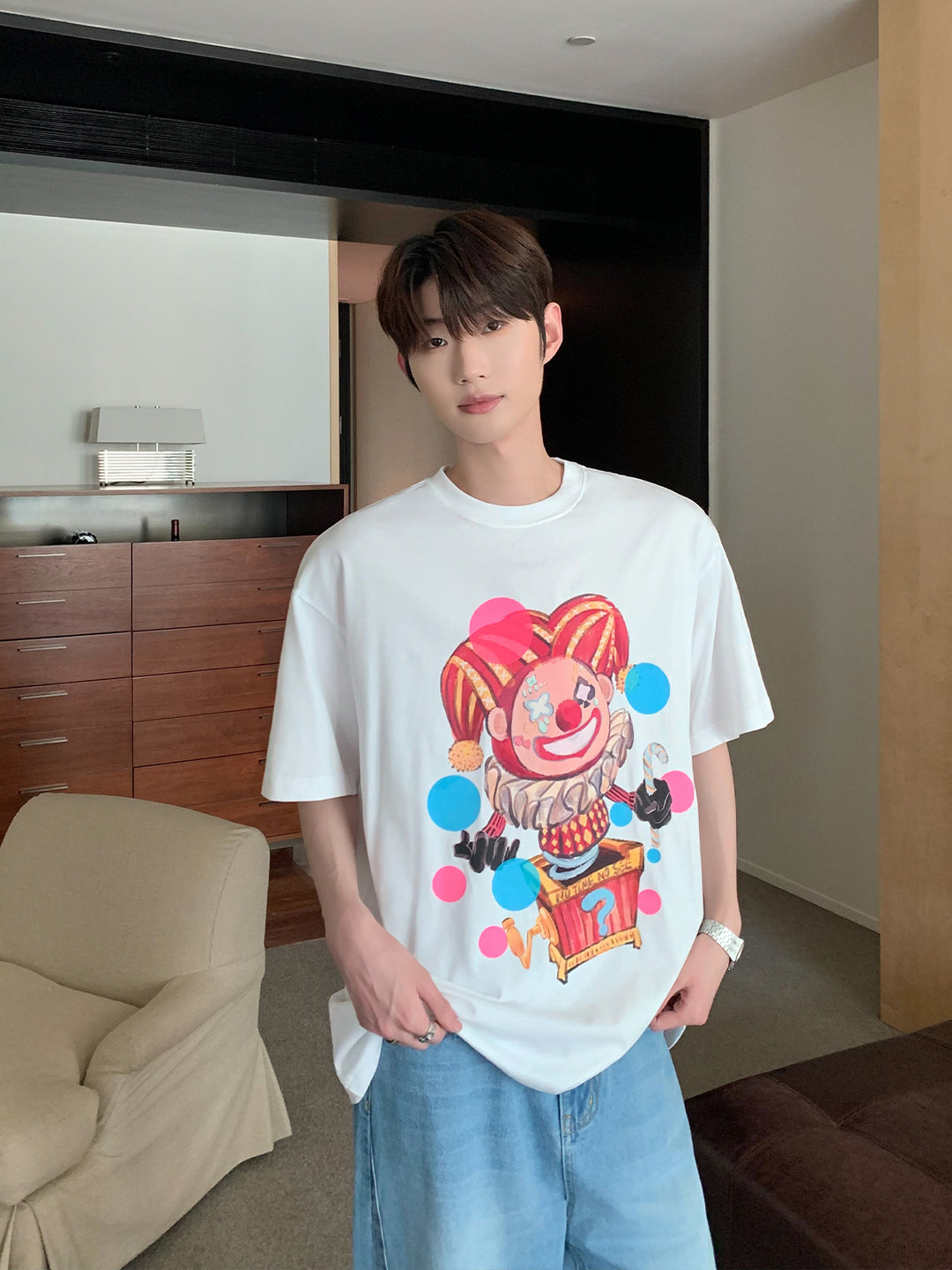 Clown Print Oversized T-shirt