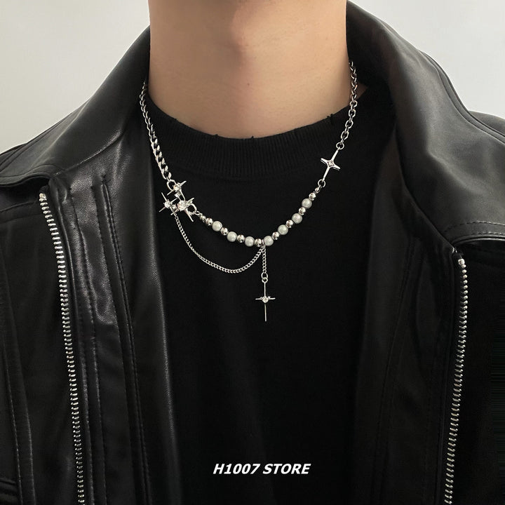 Star Reflective Pearl Chain Necklace