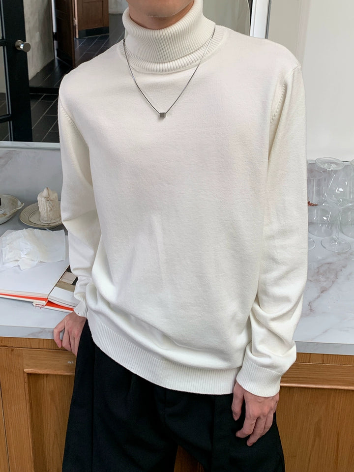 Turnable High Collar Knit Sweater