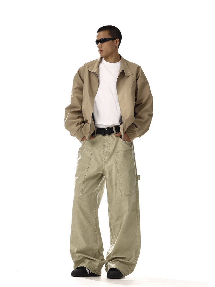 Khaki Straight-leg Jeans