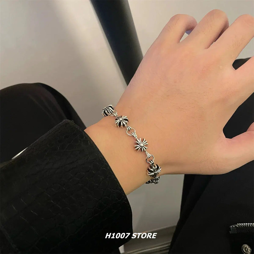 Hip-Hop Cross Flower Chain Bracelet