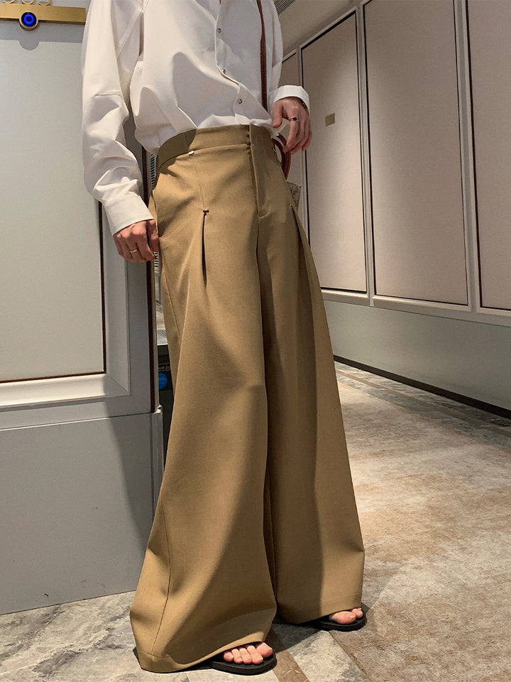 Wide-leg Draped Pleated Pants