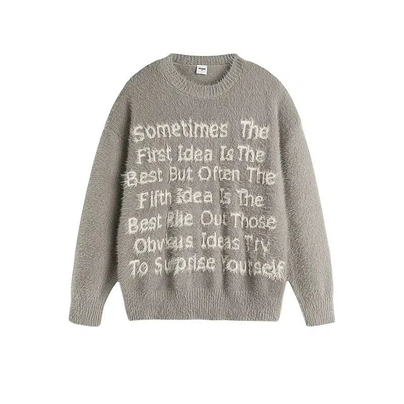 Oversized Jacquard Mohair-Style Knit Sweater