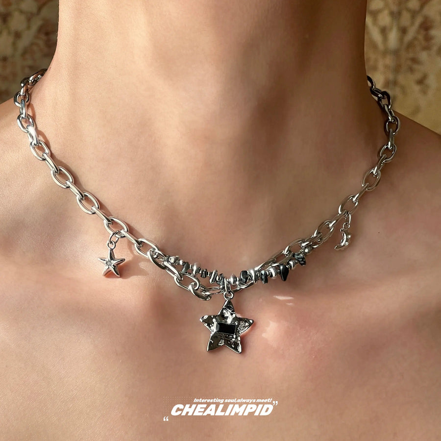 Star Pendant Chain Clavicle Necklace-The Korean Fashion