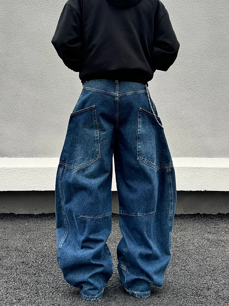 Vintage Weite Baggy-Jeans mit Taschen 