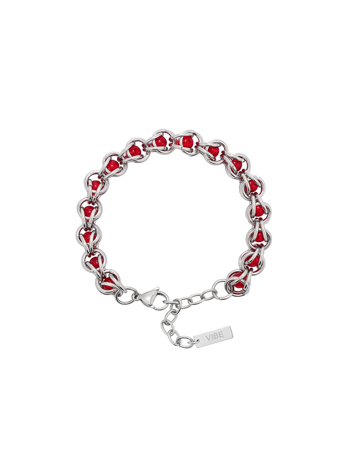 High-End Gothic Chain Bracelet with Ruby Accents-The Korean Fashion