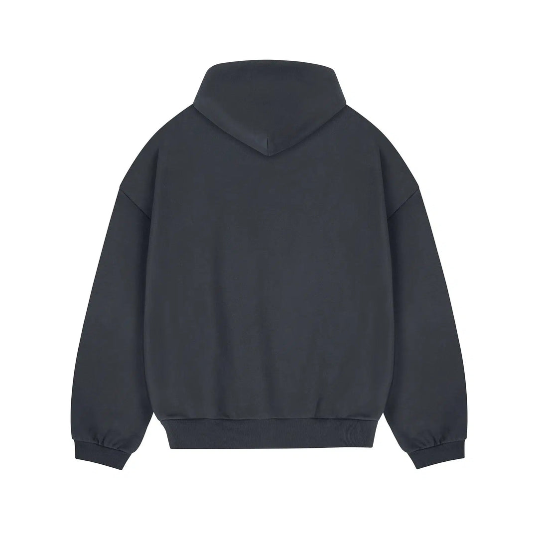 Heavyweight Plus Velvet Drop Shoulder Hoodie Pullover-The Korean Fashion