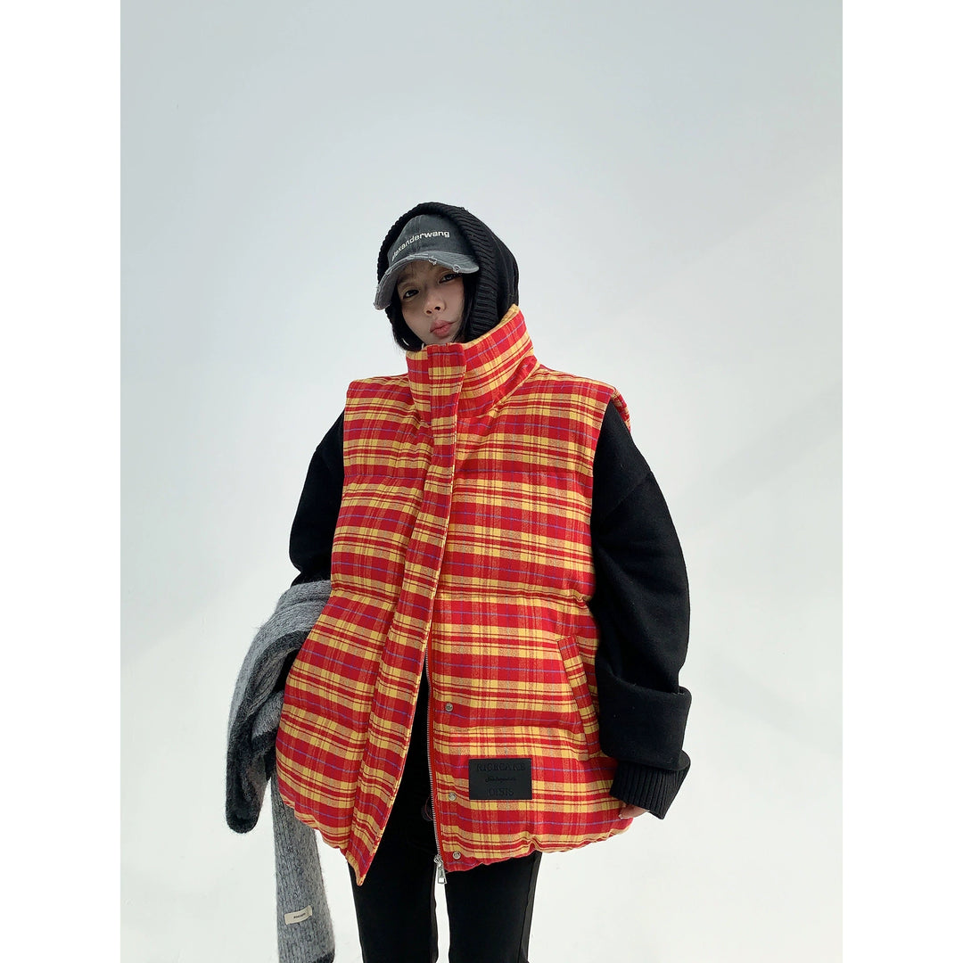 Plaid Thick Warm Cotton Vest