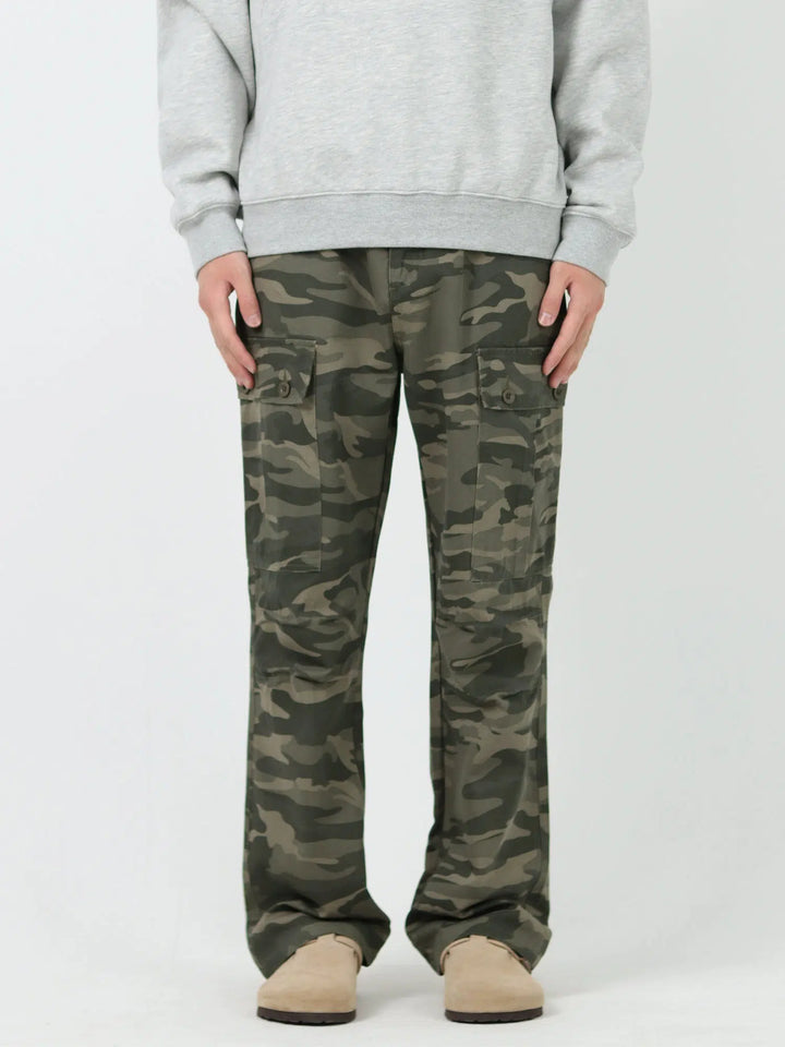 Side Pocket Straight Camouflage Pants-The Korean Fashion