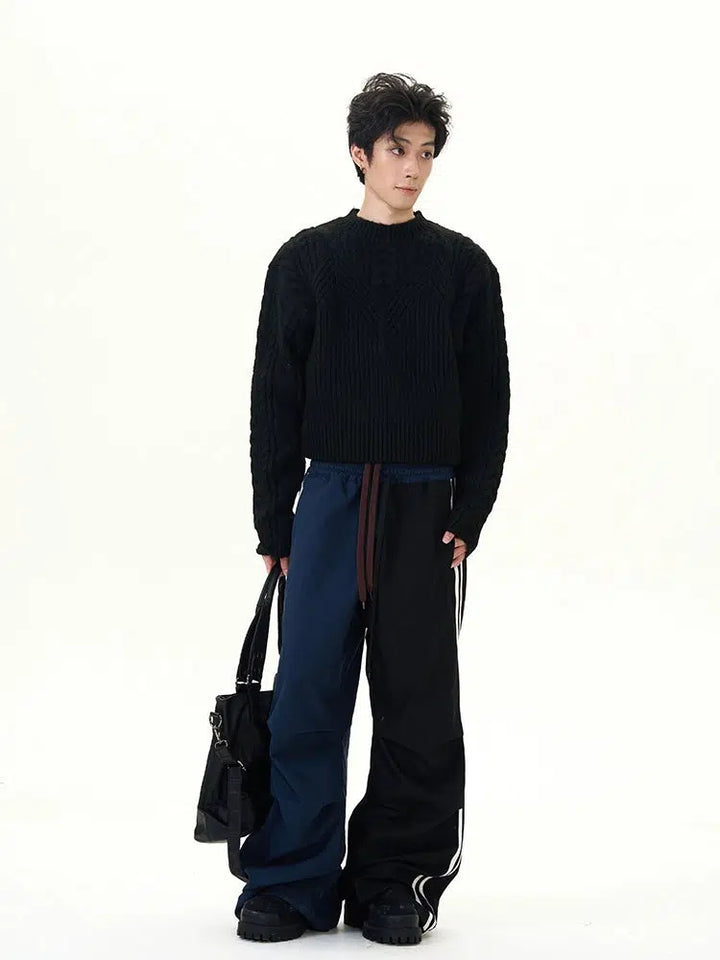 Retro Double Waist Splicing Casual Pants-The Korean Fashion